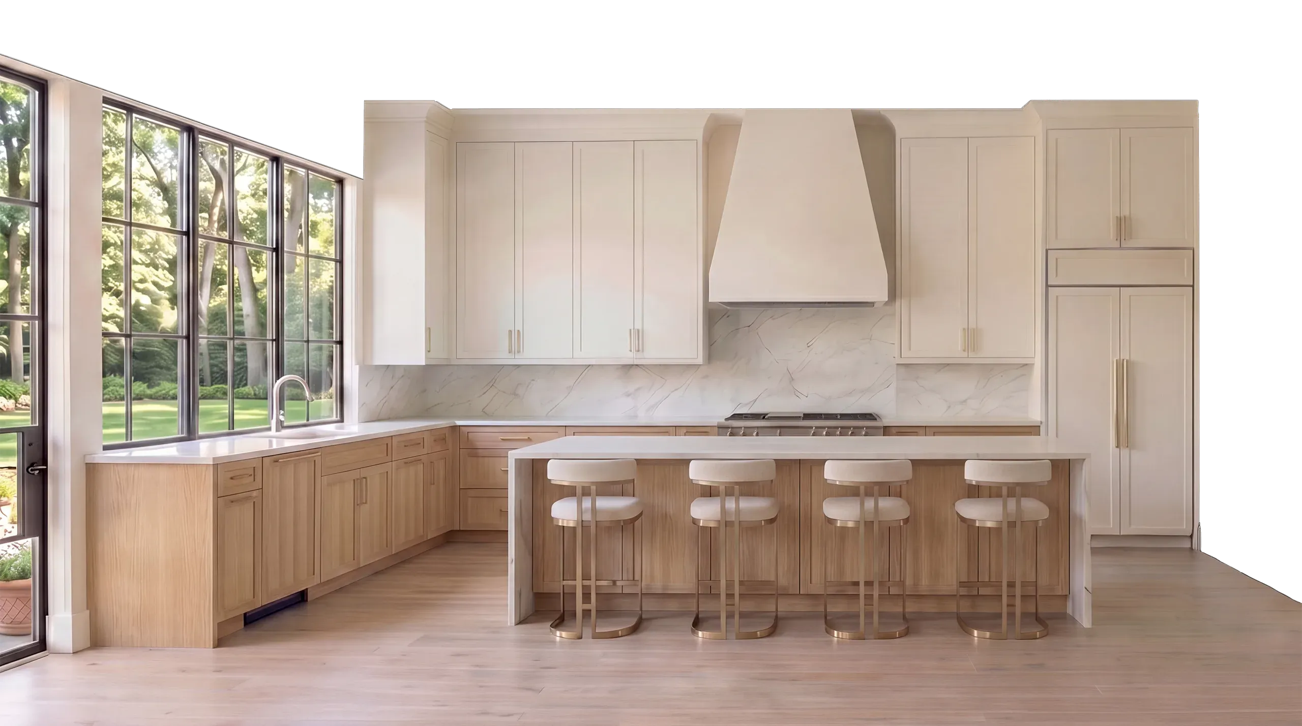 Natural white oak finish kitchen cabinets