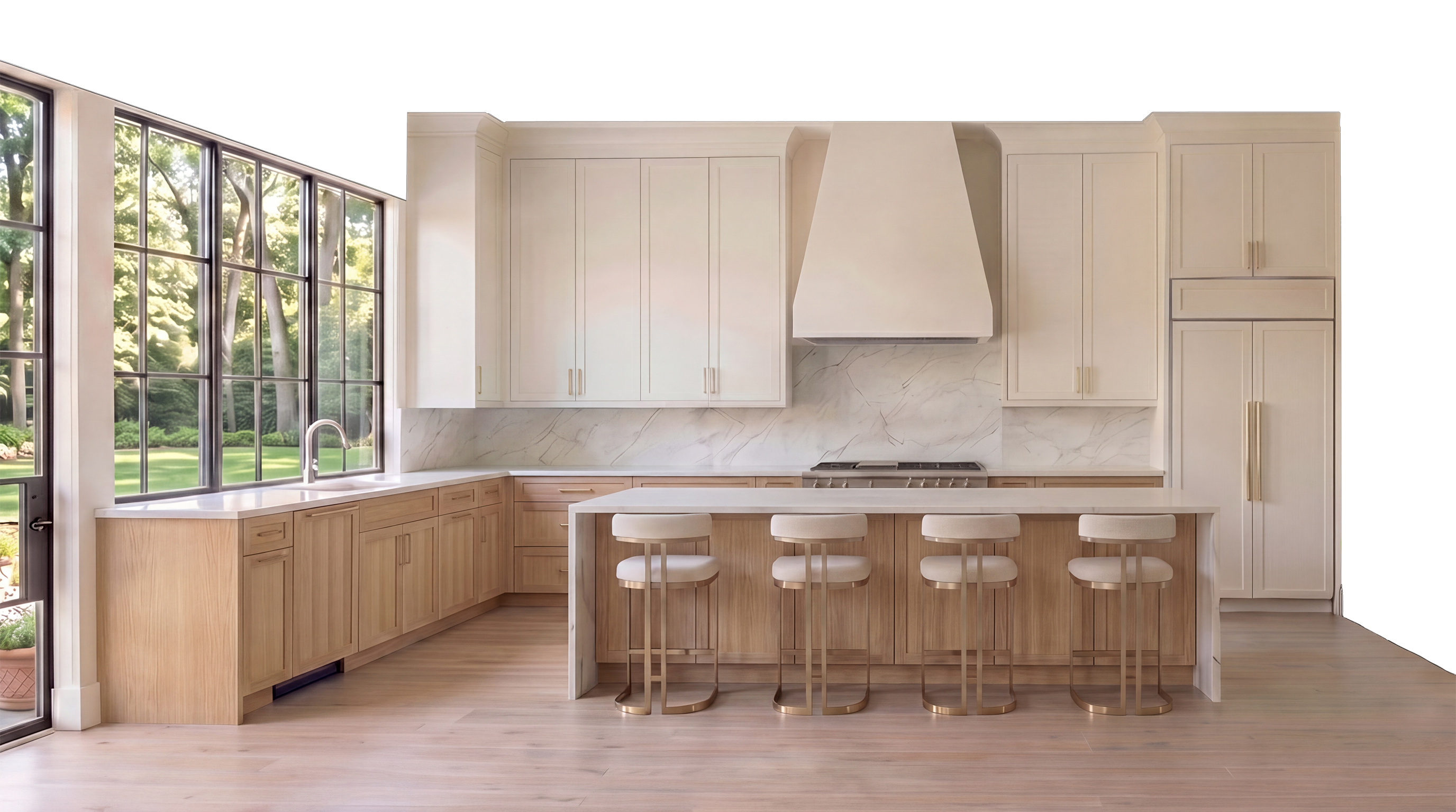 Natural white oak finish kitchen cabinets